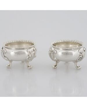 Coppia di saliere in argento sterling Giorgio IV, Paul Storr, Londra, 1820