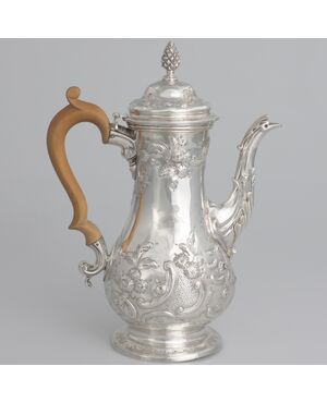 Caffettiera in argento sterling Giorgio III, William Cripps, Londra, 1762
