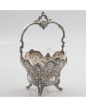 Embossed and chased silver basket, Bruckmann & Söhne, Germany, 19th century