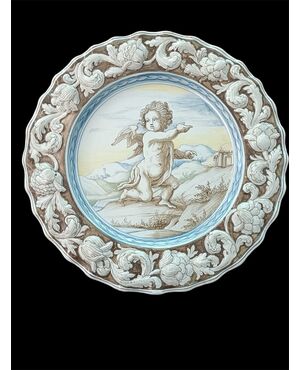 Piatto in maiolica , manifattura Rampini Pavia ,  fine del XVII secolo