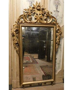 specc312 - mirror with richly carved molding, ep. &#39;700, cm l 107 xh 181     