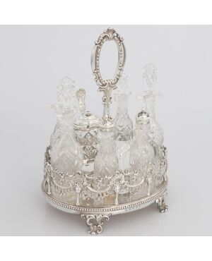 Queen Victoria sterling silver condiment stand, Walker Knowles & Co., Sheffield, 1858