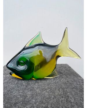 Fish in heavy submerged glass.Flavio Poli for Seguso Vetri d&#39;Arte.Murano.     
