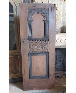 ptl545 - Neo-Gothic door in lacquered wood, 19th century, size 77 x 192 cm     
