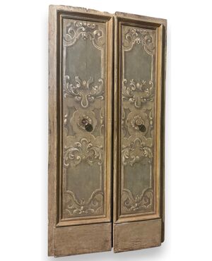 PTL716 - Antique painted door, 18th century, opening cm W 97 x H 212