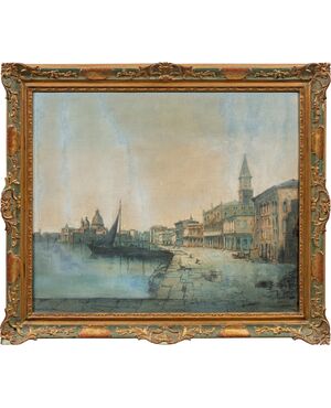 Pittore veneziano (XIX sec.) - Venezia, veduta dalla Riva degli Schiavoni.