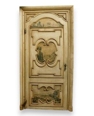 PTL452 - Porta laccata e dipinta, con telaio, epoca fine '700, misure luce cm L 110 x H 255