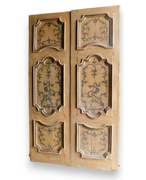 PTL425 - Porta a pannelli dipinti con molure barocche, epoca '700, misure cm L 144 x H 244