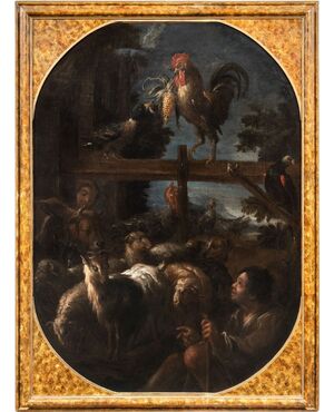 Felice Boselli (Piacenza 1650 - Parma 1732) - Shepherd with flock and game.