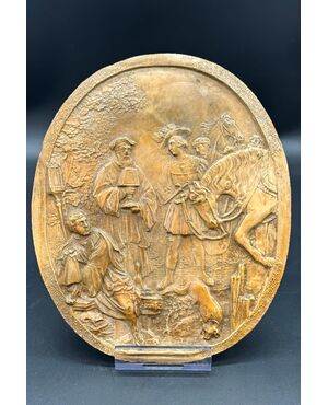 Petrified limestone bas-relief plaque, calcite - NAPOLEON III