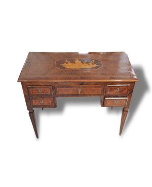SMALL INLAID WRITING DESK - LOMBARDY - 19TH CENTURY