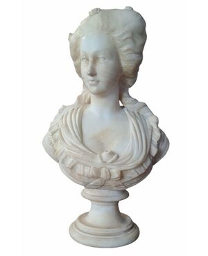 ALABASTER BUST OF MARIE ANTOINETTE - FRANCE - 19TH CENTURY