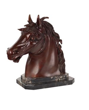 Testa di Cavallo in Bronzo F.G. Ruocco Napoli Italia Ultimo Quarto '900
