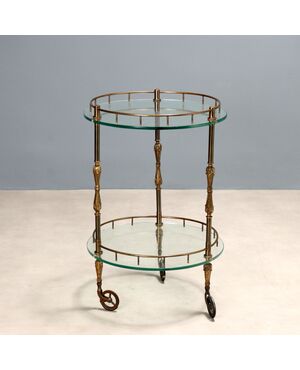 Bronze and Glass Dumbwaiter Service Cart