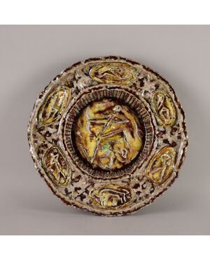 Piatto in Maiolica Carlo Zauli Faenza Italia Anni '60