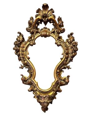 Cornice barocca in legno dorato con acquasantiera - Luigi Filippo.