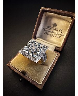 Ring with Aquamarines and Diamonds