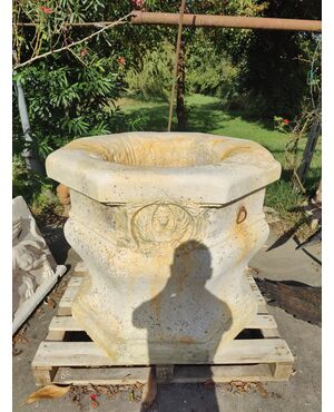 Spettacolare pozzo veneziano in marmo botticino - 105 x 105 cm
