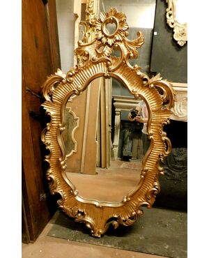 specc334 - mirror in carved and gilded wood, cm l 90 xh 152     