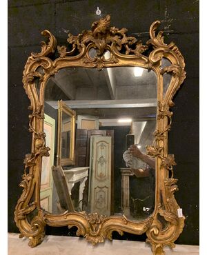 specc338 - mirror in gilded wood, 19th century, cm l 78 xh 105     