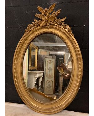 specc332 - oval mirror in gilded wood, cm l 63 xh 95     