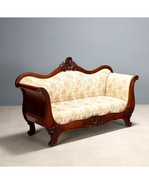 Louis Philippe Walnut Sofa, Italy, Mid-19th Century