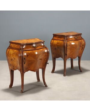 Coppia di Comodini in Stile Barocchetto Italia Inizio XX Secolo
