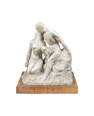Scultura in marmo bianco - Il bacio. XIX secolo.