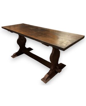 TAV324 - Walnut table, 19th century, dimensions cm L 200 x D 71 x H 83