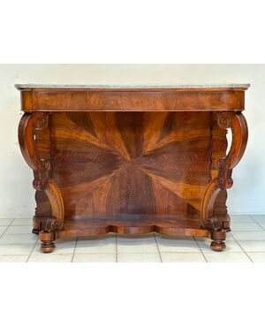 Consolle Carlo X lombarda in noce .XIX Restaurata