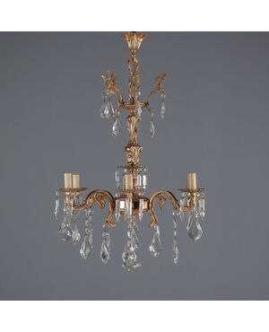 Lampadario in Bronzo e Cristallo