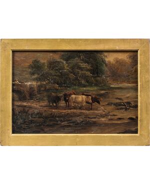 Highland Painter (late 19th century) - Highland Cattle at the Lake.