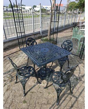 Cast iron table and chairs