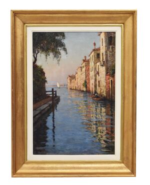 DIPINTI ANTICHI, QUADRI VEDUTA DI VENEZIA, PITTURA AD OLIO SU TELA, XX SECOLO. (QP694)