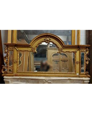 specc339 - lacquered and gilded mirror, meas. cm l 185 xh 91     