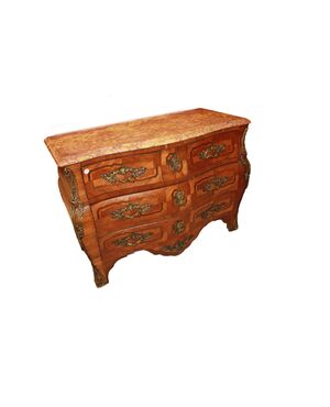 Cassettone Comò francese stile Luigi XV intarsiato XIX secolo