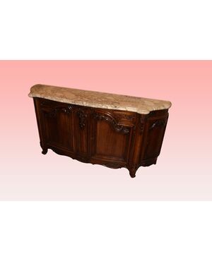 Magnifica grande credenza stile Provenzale del 1800 con piano in marmo bianco venato