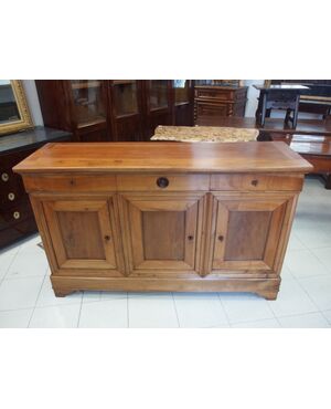 RESTORED CHERRY WOOD THREE-DOOR CUPBOARD, 19TH CENTURY