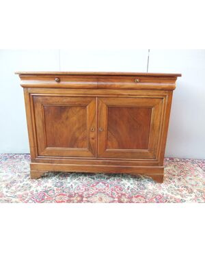 Restored 19th-century walnut sideboard with two doors and three drawers, cm L150xP54xH103