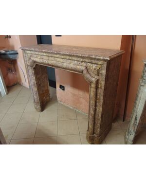 Peach Blossom Marble Fireplace, Late 19th Century, France