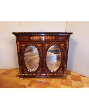 CHARLES X STYLE TWO-DOOR CREDENZA IN ROSEWOOD, 19TH CENTURY RESTORED