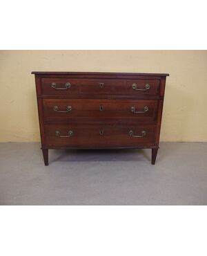 Louis XVI style walnut chest of drawers with threading, 19th century, cm L111xW55xH85