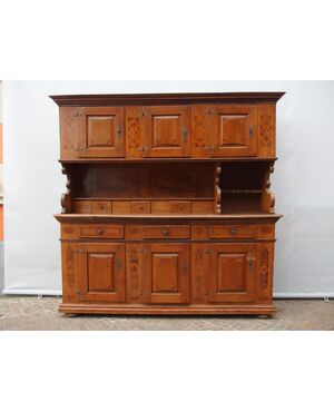 RUSTIC WALNUT MOUNTAIN SIDEBOARD WITH THREE DOORS, 18TH CENTURY SAVOY, L209xW47xH209