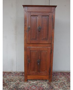 Two-door cabinet in oak, 18th century, France, restored. Dimensions: L65xW53xH174 cm
