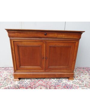Restored cherry wood two-door credenza from the 19th century.