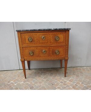 SMALL LOUIS XVI STYLE CHEST OF DRAWERS VENEERED EARLY 1800S RESTORED cm L81xP41xH85