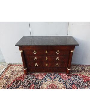 RESTORED EMPIRE STYLE FLAME MAHOGANY CHEST OF DRAWERS