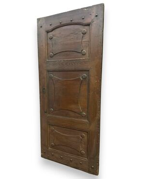 PTCI563 - Antique larch wood front door, 19th century, dimensions cm W 86 x H 197