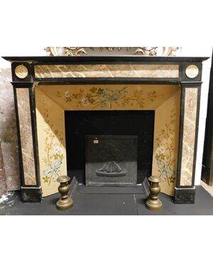 chm250 directory fireplace with black marble inlay beige