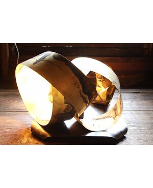 Turning point belt lamp in brass with oxidation bluish made by Simona Ambrosini